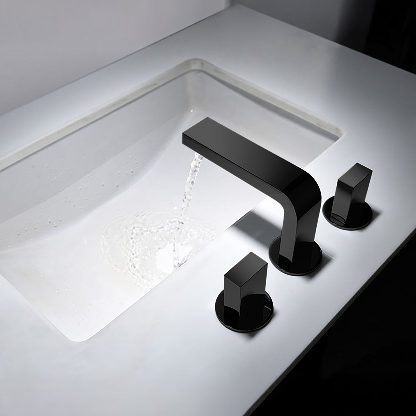 Fontana Luarca 4" Centerset Deck Mounted Dual Handle Thermostatic Matte Black Sink Faucet