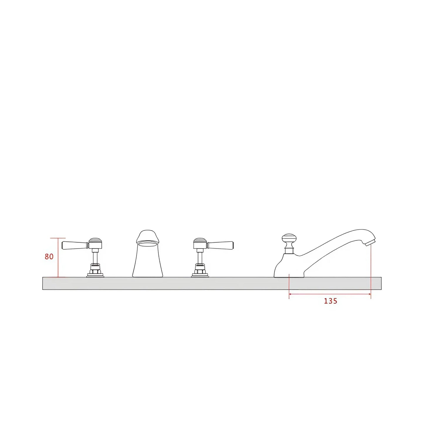 Fontana Melilla 8" Widespread Dual Handle Gold Deck Mounted Faucet