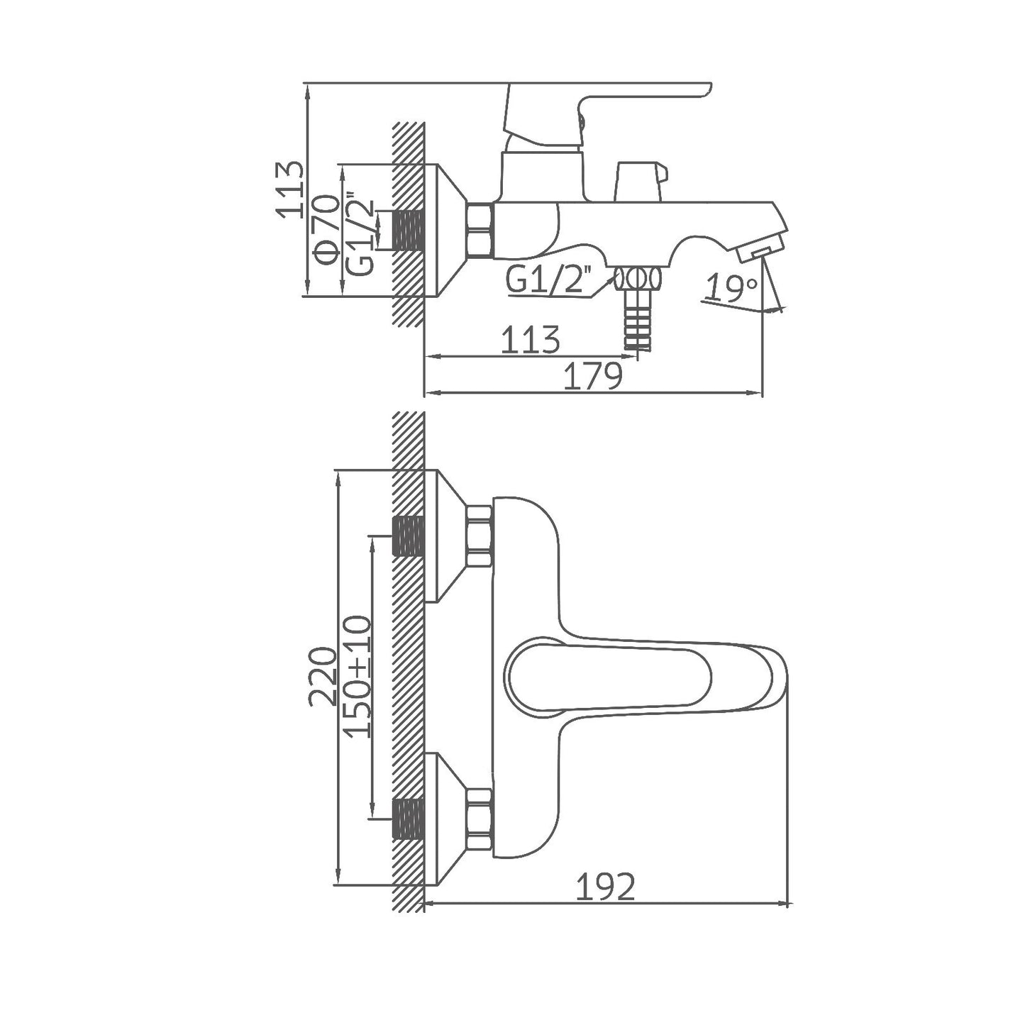 Fontana Montbeliard Wall Mounted White Faucet and Hand Shower Set