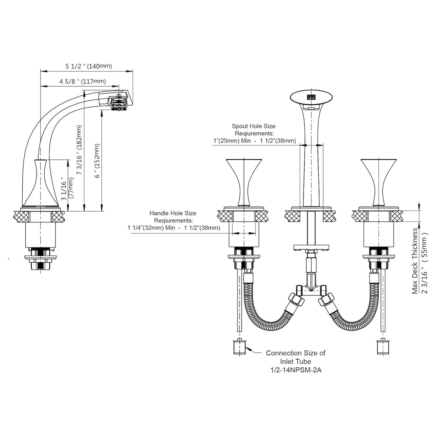 Fontana Pola Dual Knob Deck Mounted Chrome Faucet