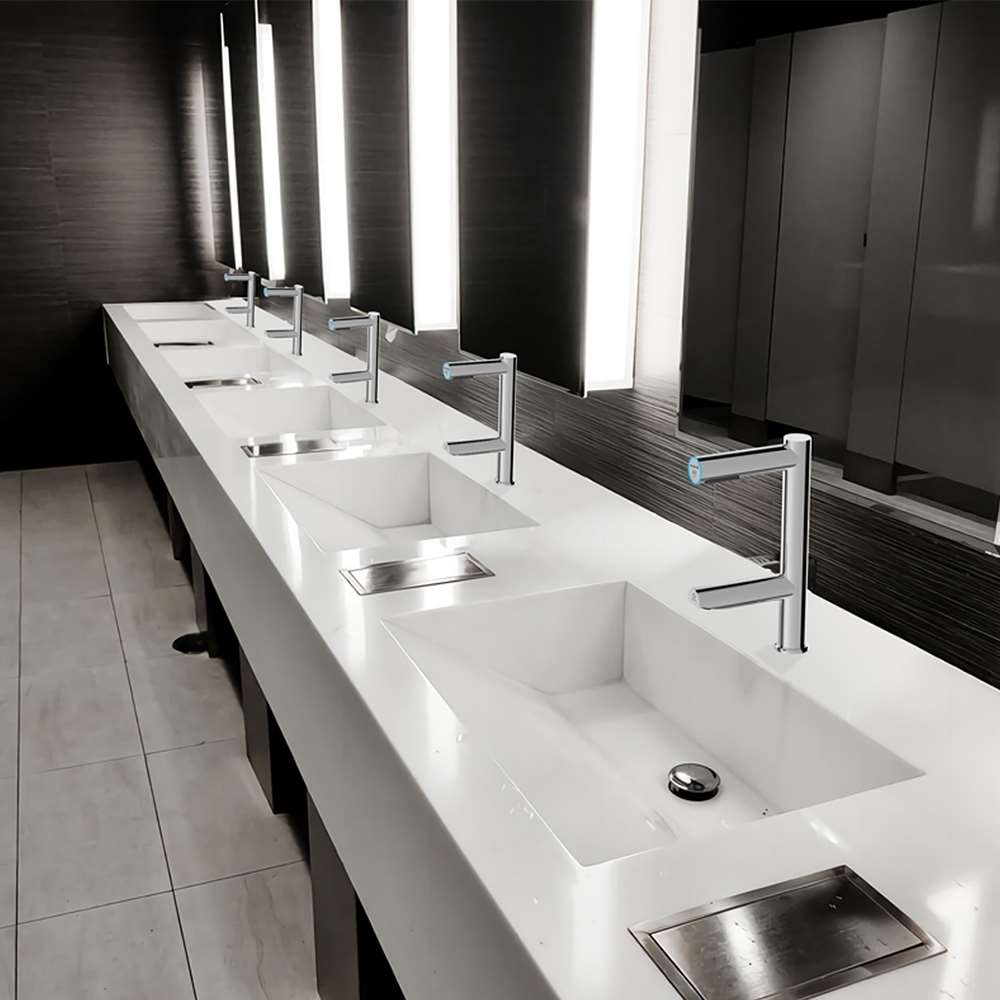 Fontana Stylish Deck Mounted Commercial Touchless Sensor Chrome Faucet and Hand Dryer