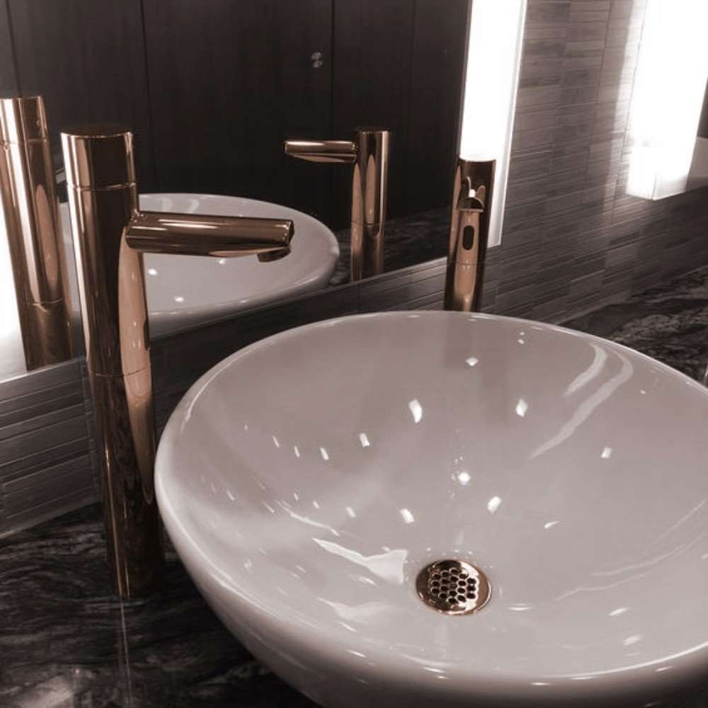 Fontana Tall Commercial Automatic Touch-Free Sensor Rose Gold Faucet and Soap Dispenser