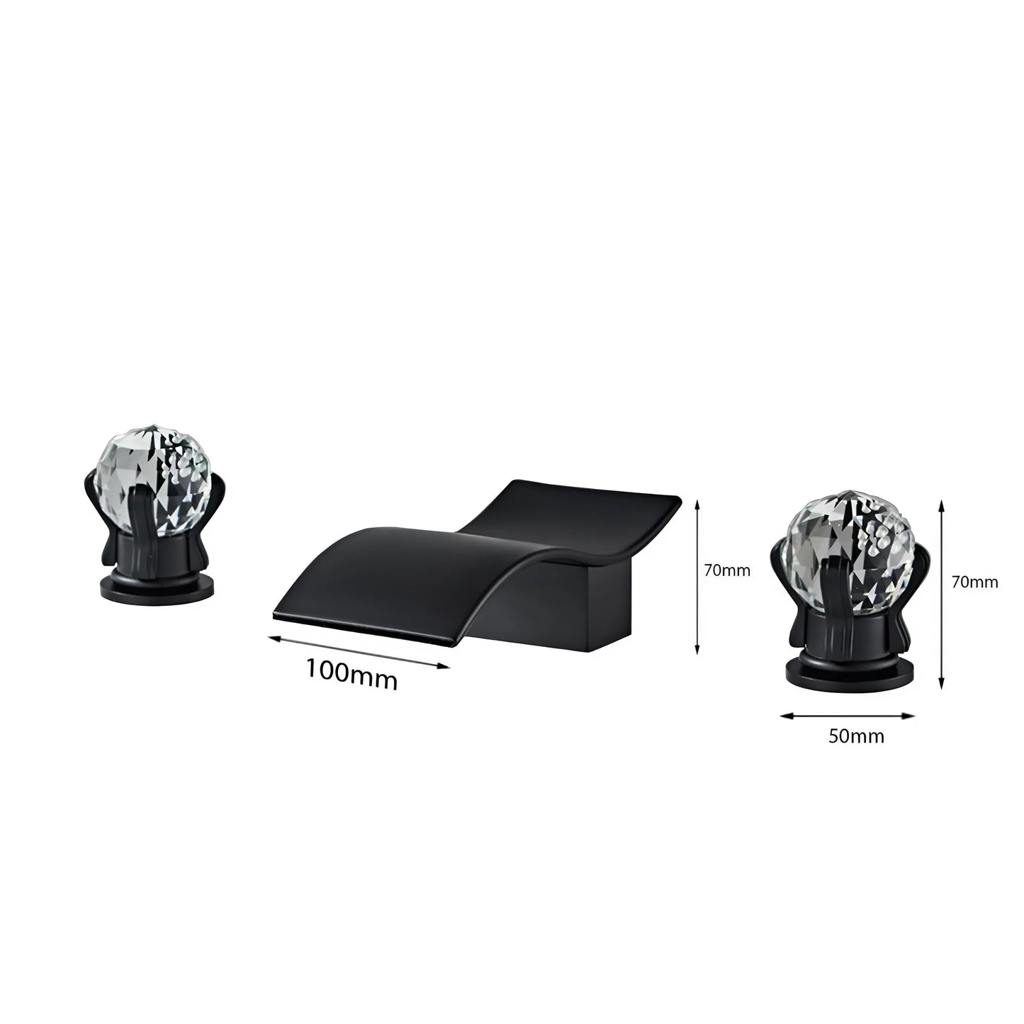 Fontana Teruel 8" Widespread Dual Handle Deck Mounted Hot and Cold Matte Black Bathtub Faucet