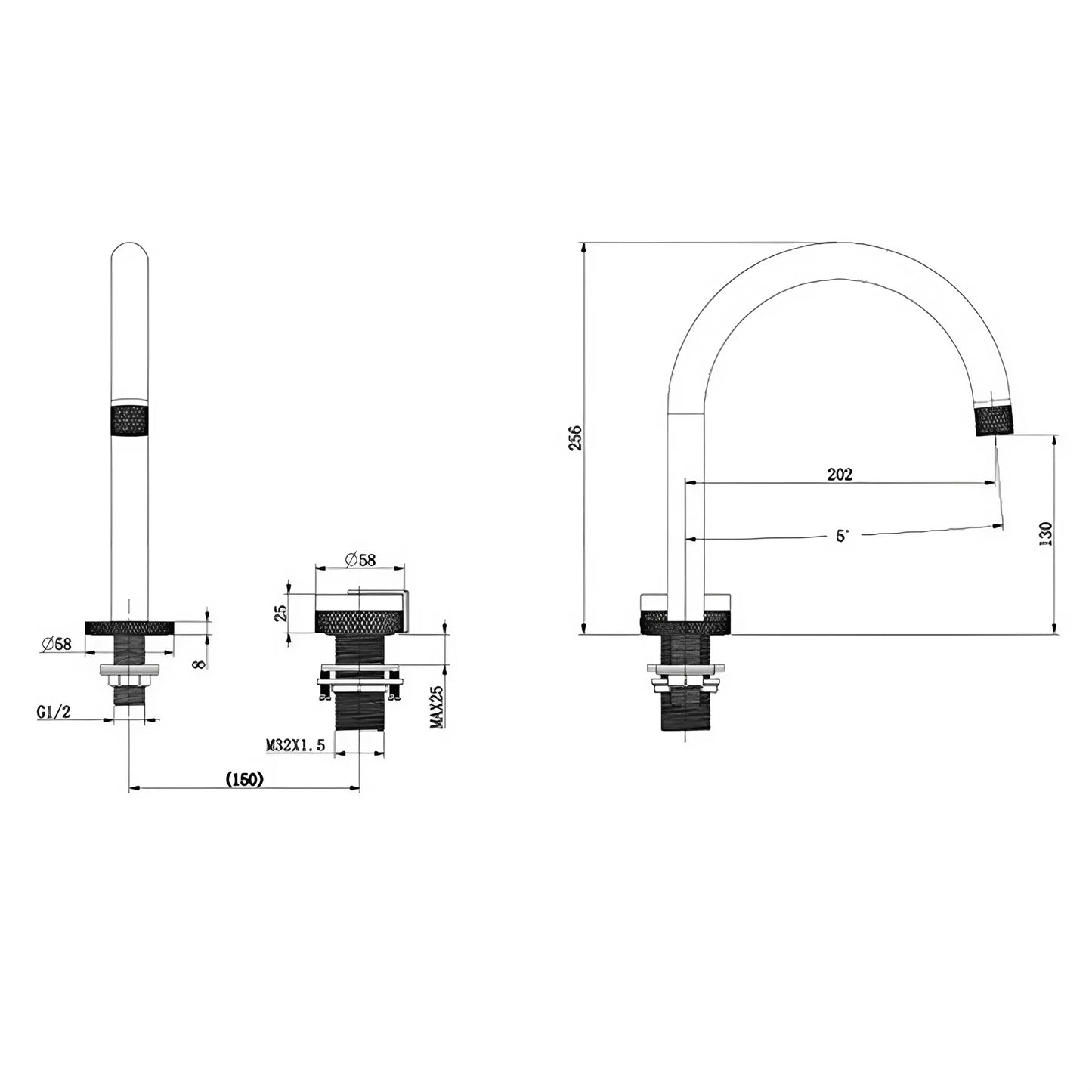 Fontana Troia Dual Handle Wall Mounted Matte Black Faucet