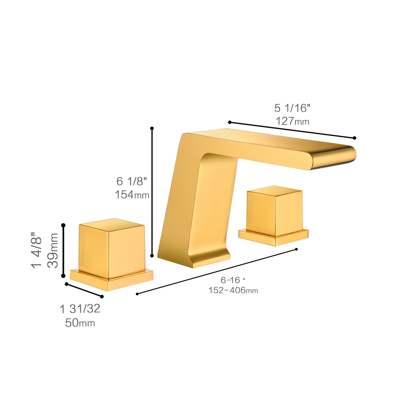 Fontana Trujillo 1.2 GPM Dual Handle Deck Mounted Gold Waterfall Faucet