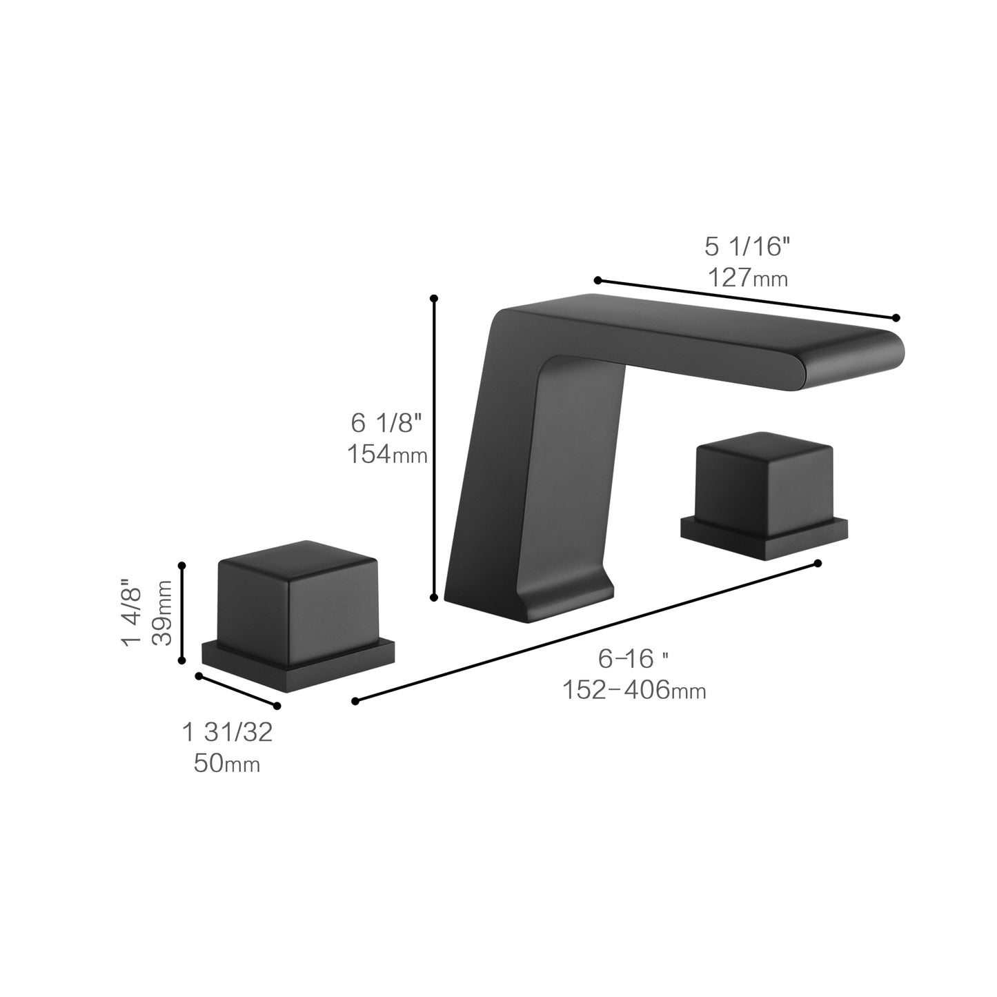 Fontana Trujillo 1.2 GPM Dual Handle Deck Mounted Matte Black Waterfall Faucet