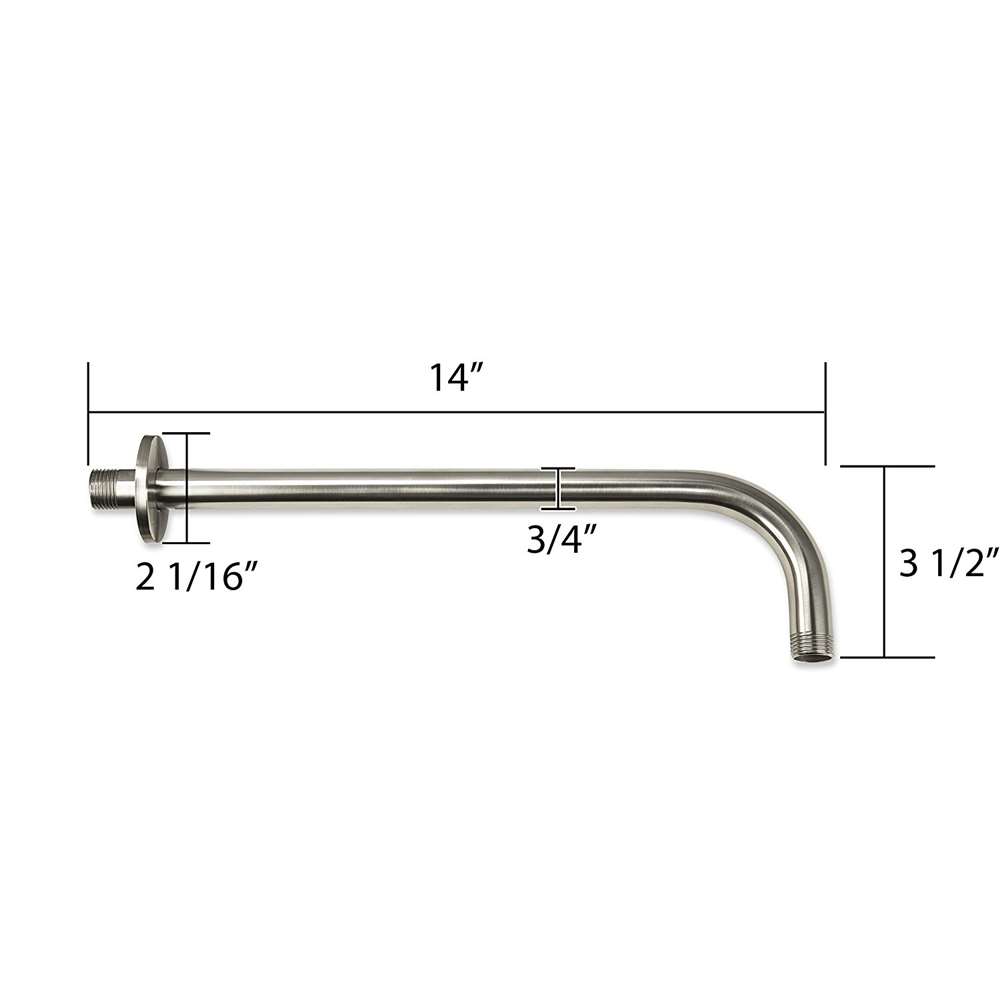 Fontana Tunas 8" 1.5 GPM Round Brushed Nickel Rainfall Shower Head With Shower Arm