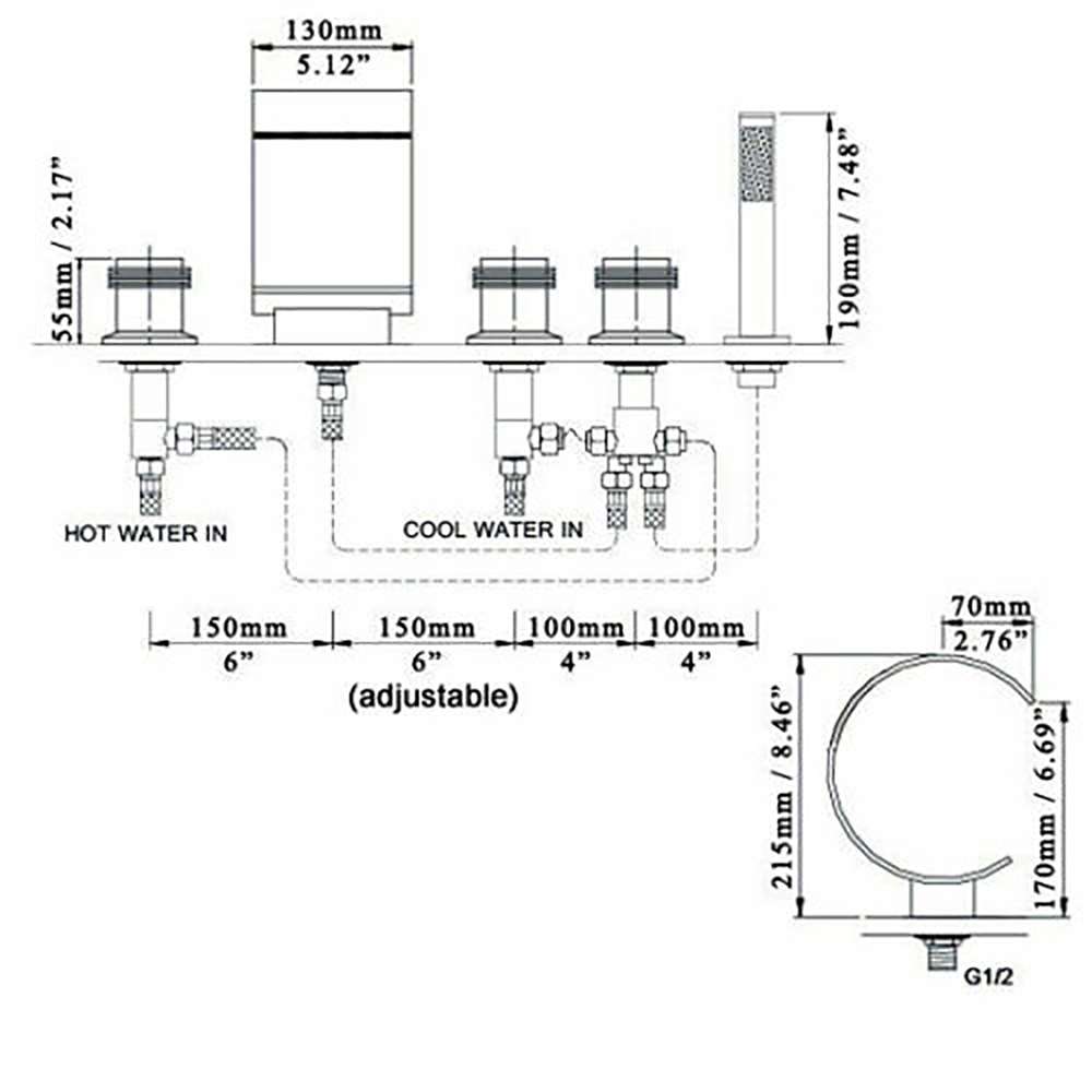 Fontana Uglo Triple Handle Oil Rubbed Bronze Waterfall Faucet System
