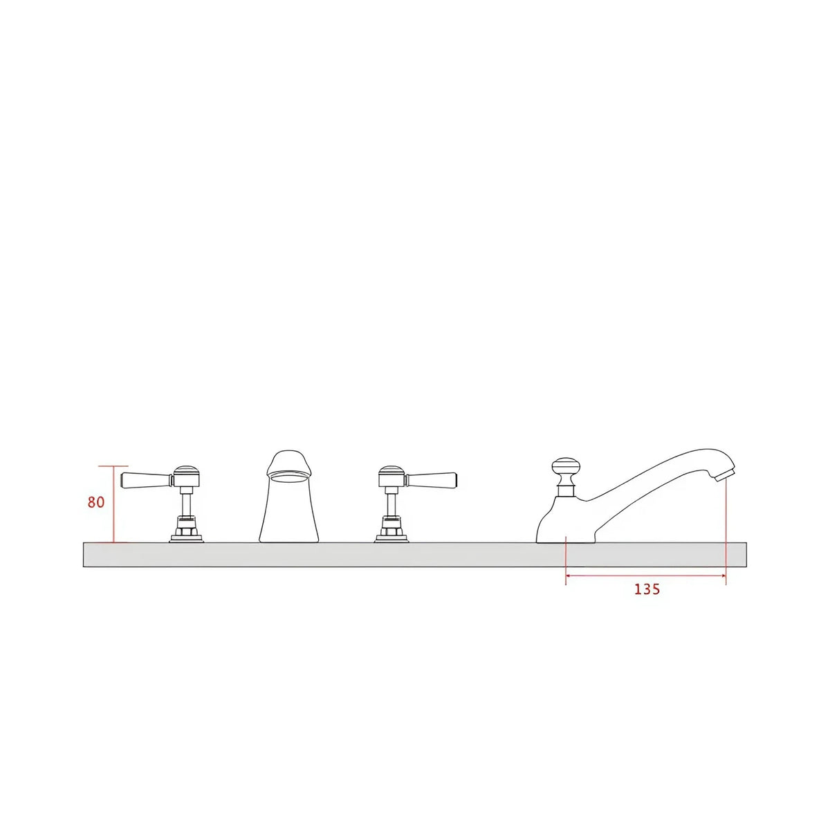 Fontana Vendome Dual Handle Deck Mounted Hot And Cold Gold Faucet