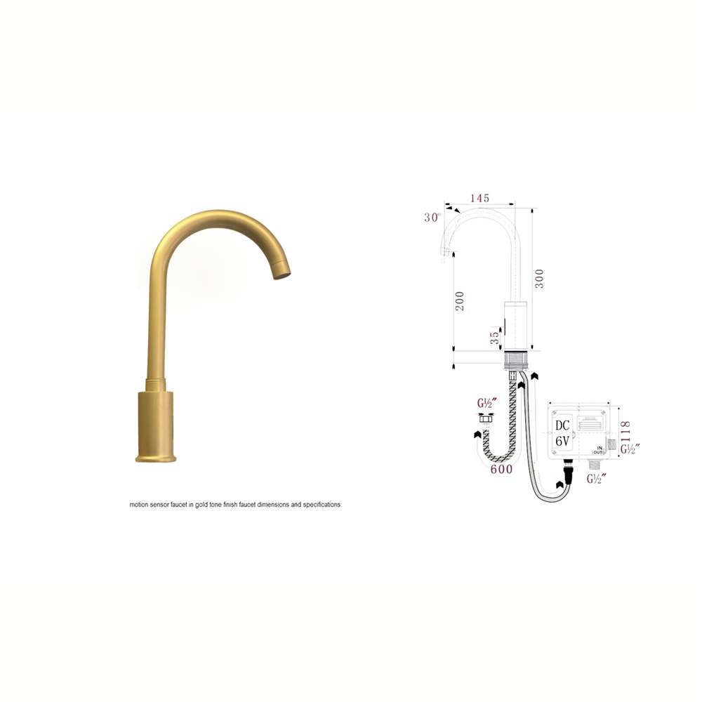 Fontana Venice Motion Sensor High Quality Commercial Brushed Gold Faucet and Automatic Touchless Commercial Soap Dispenser