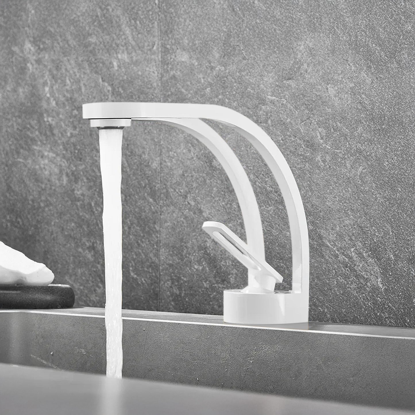 Fontana Zollino Voguish 1.5 GPM Single Handle Deck Mounted Matte White Sink Faucet