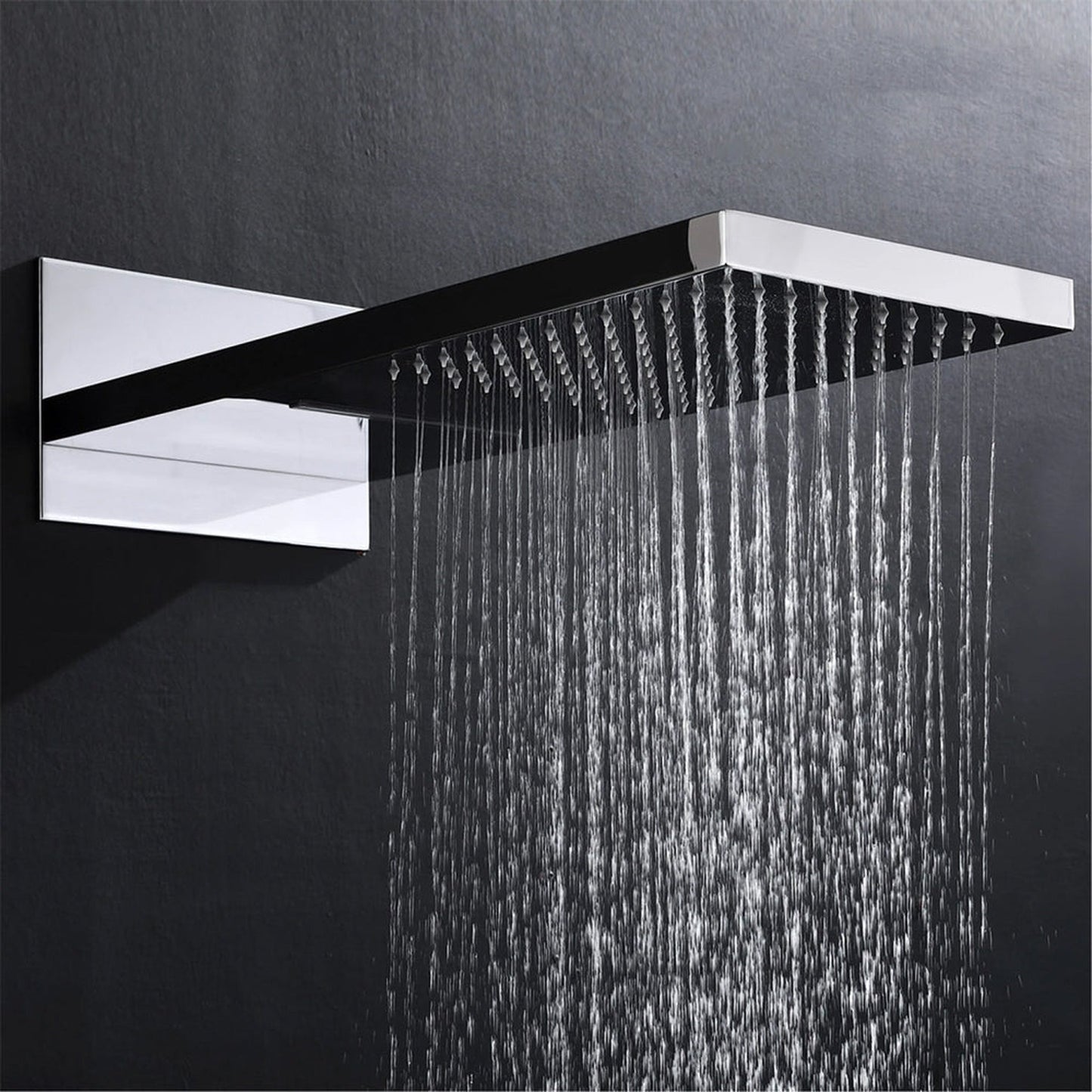 FontanaShowers Verona Creative Luxury Chrome Wall-Mounted 3-Functions Waterfall Rainfall Shower System With Hand Shower