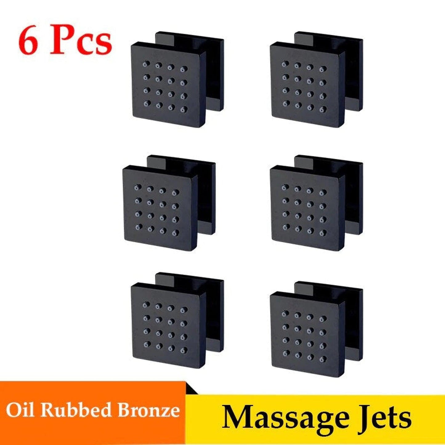 FontanaShowers Verona Creative Luxury Dark Oil Rubbed Bronze Brass Square Wall-Mounted LED Shower System With 6-Jet Massage Sprays and Hand Shower