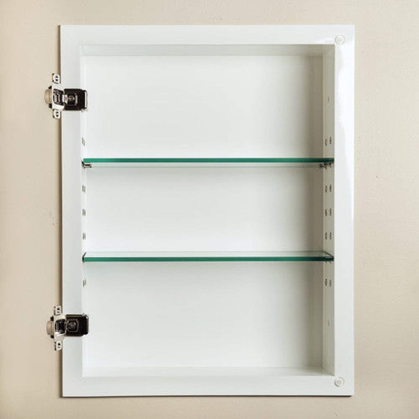 Fox Hollow Furnishings 14" x 18" Unfinished Style Beadboard White Interior Standard 4" Depth Recessed Medicine Cabinet