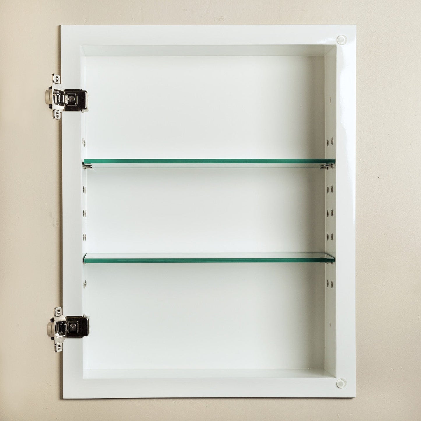 Fox Hollow Furnishings 14" x 18" White Contemporary Standard 4" Depth White Interior Mirrored Medicine Cabinet