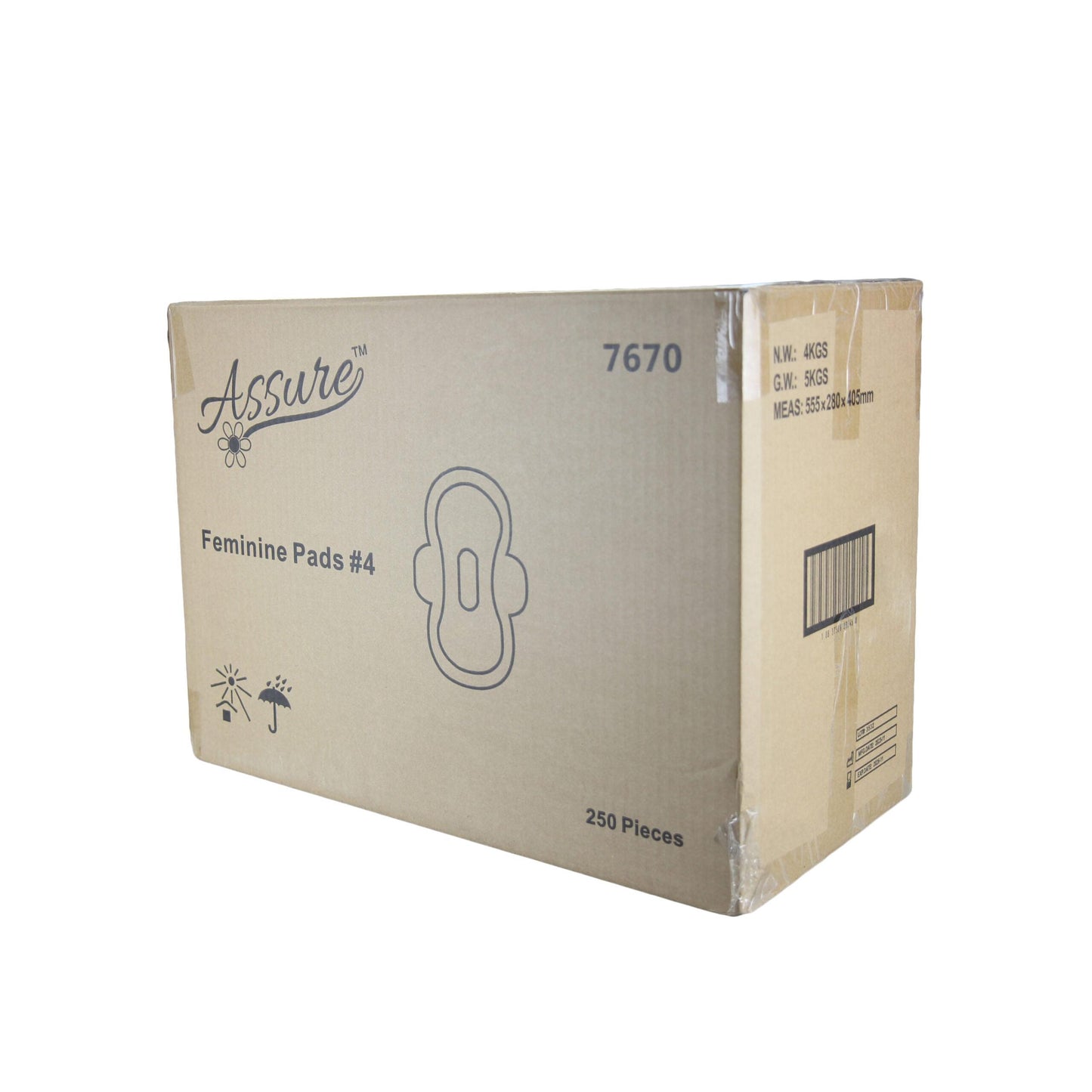 Frost 650-NA Assure Regular No.4 Maxi Pads with Wings - 250/Case