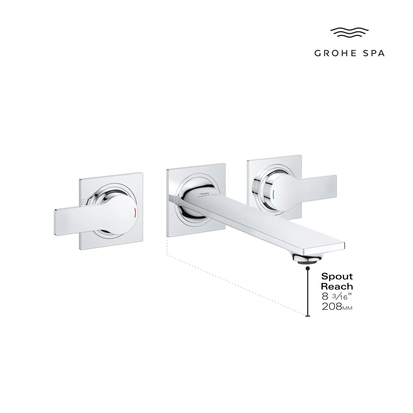 Grohe Allure 1.2 GPM Two-Handle Wall Mount StarLight Chrome Faucet