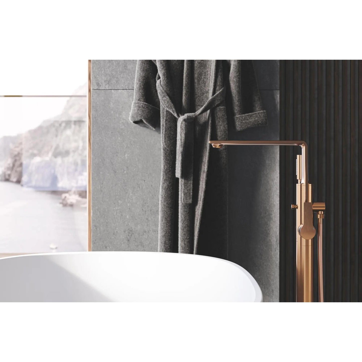Grohe Allure 1.75 GPM Single-Handle Freestanding Brushed Warm Sunset Tub Faucet With Hand Shower