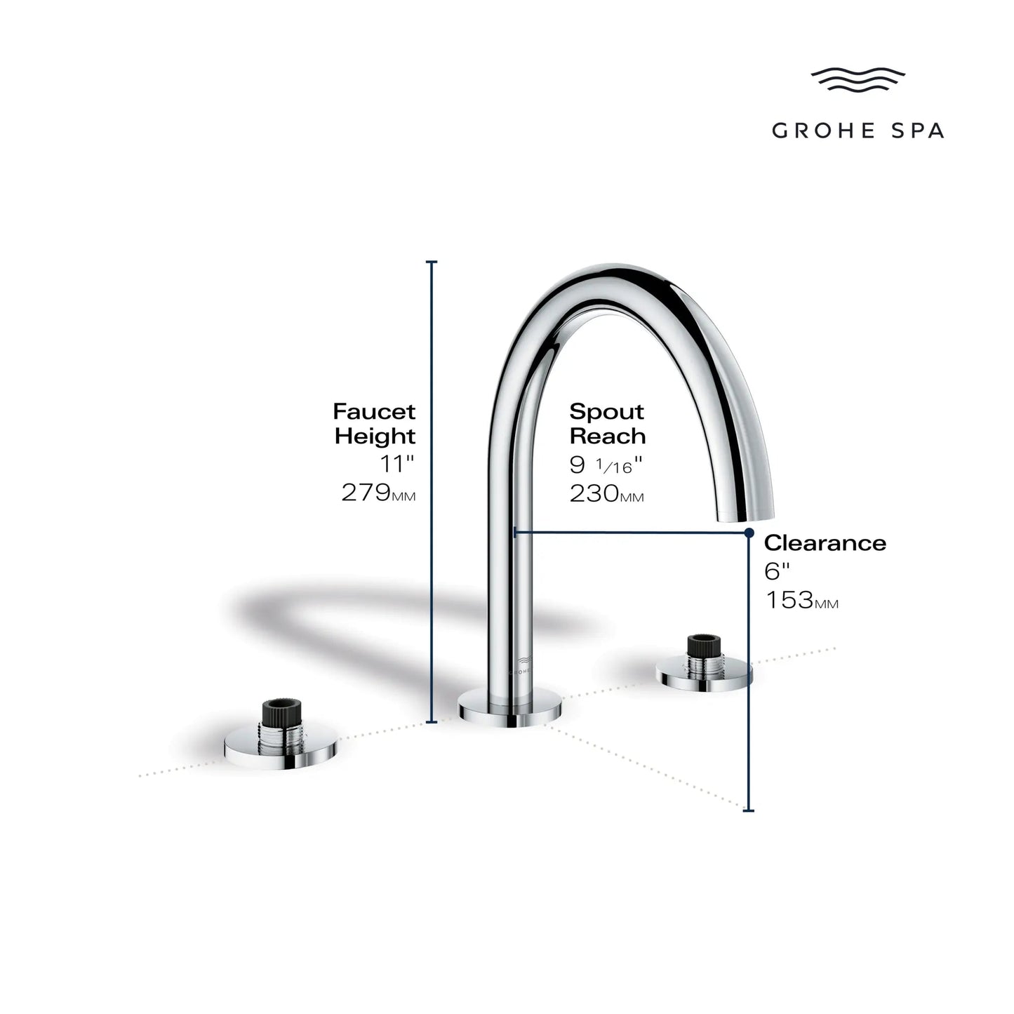 Grohe Atrio 3-Hole 2-Handle Hard Graphite Deck Mount Roman Tub Faucet Without Handles