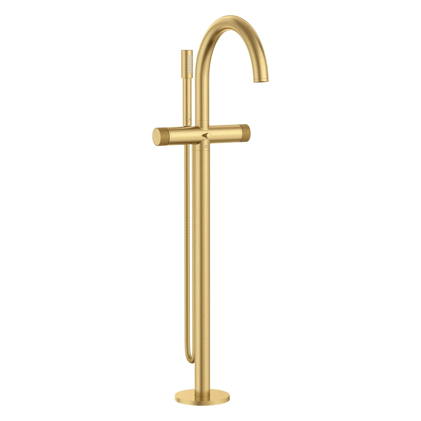 Grohe Atrio Private Collection 2-Handle Freestanding Brushed Cool Sunrise Tub Filler With Knob Handles and 1.75 GPM Hand Shower