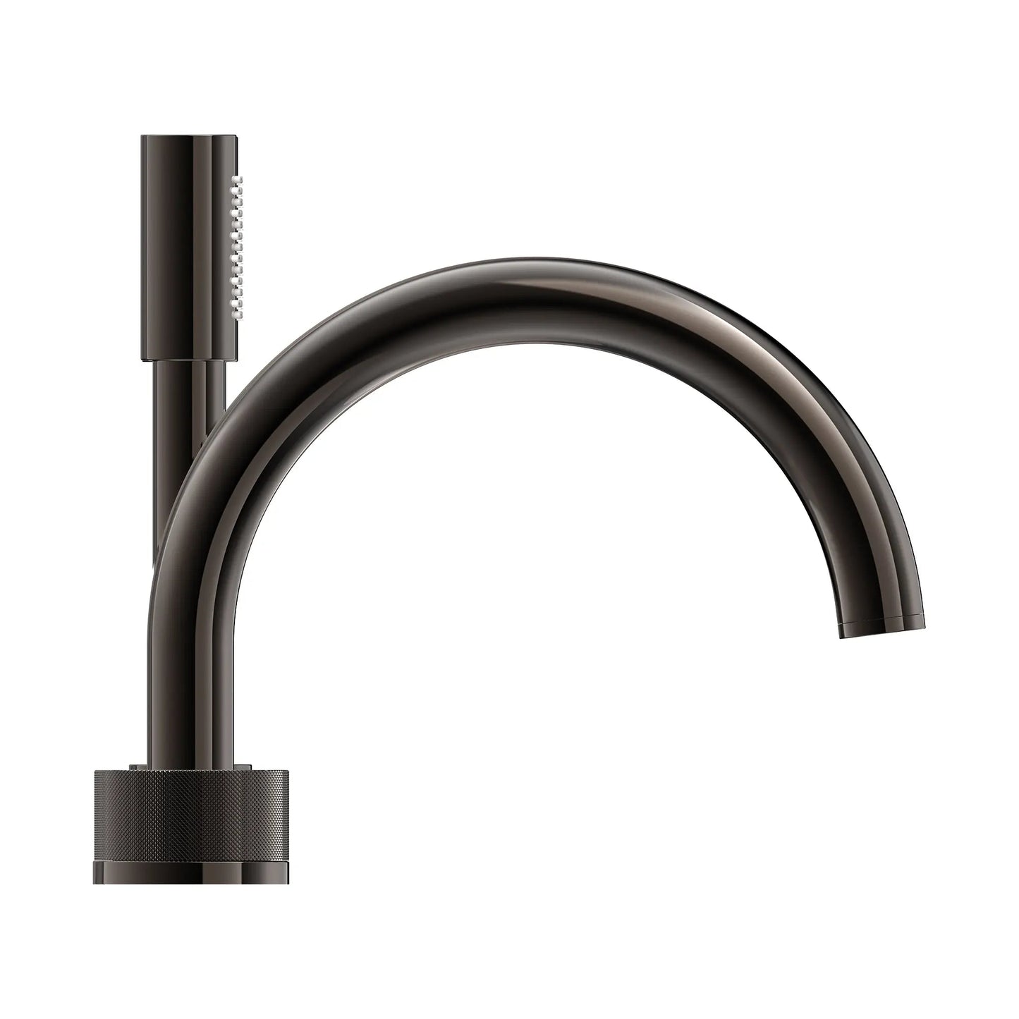Grohe Atrio Private Collection 5-Hole 2-Handle Deckmount Hard Graphite Tub Filler With Knob Handles With 1.75 GPM Hand Shower