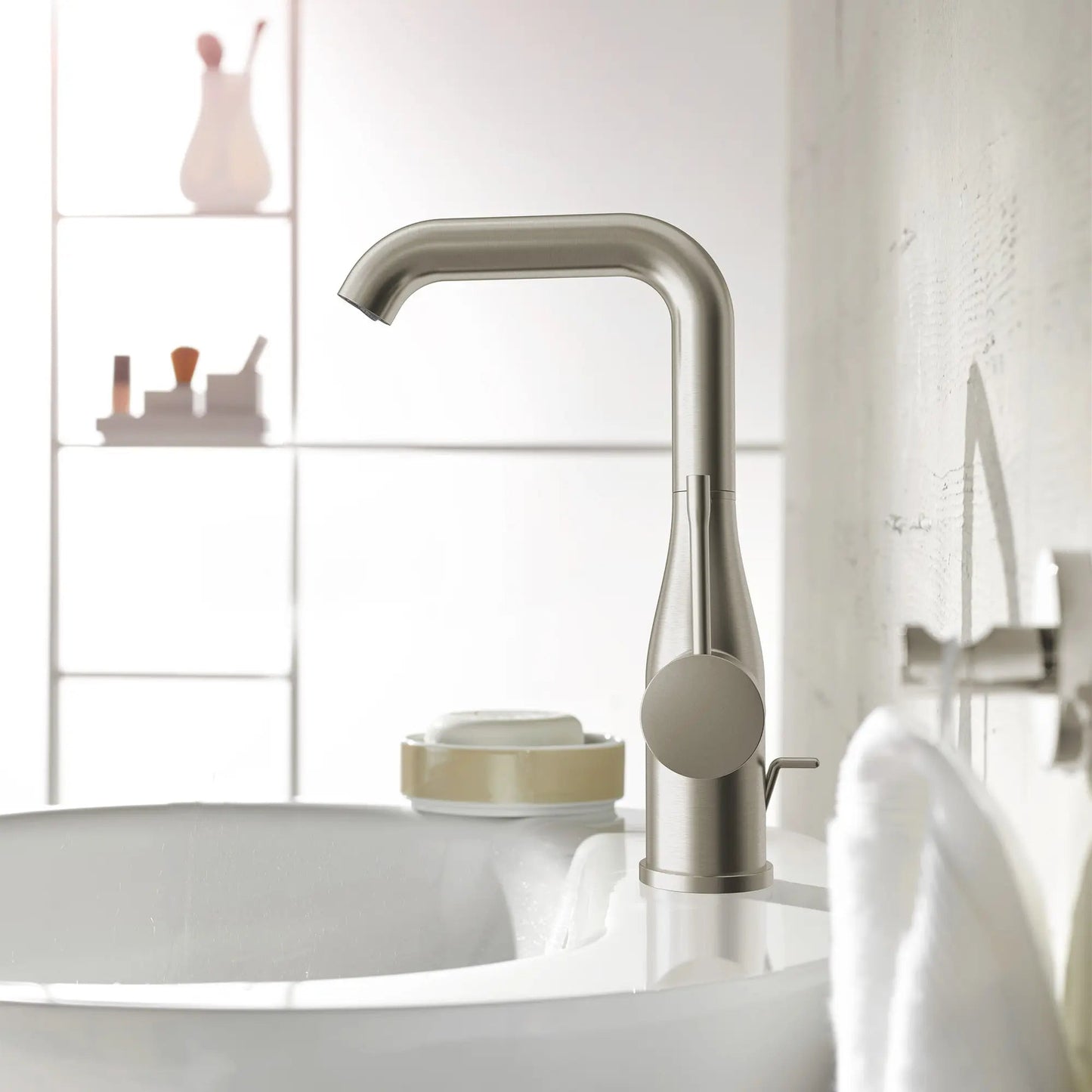 Grohe Essence 1.2 GPM Single Hole Single-Handle Brushed Nickel Infinity Faucet