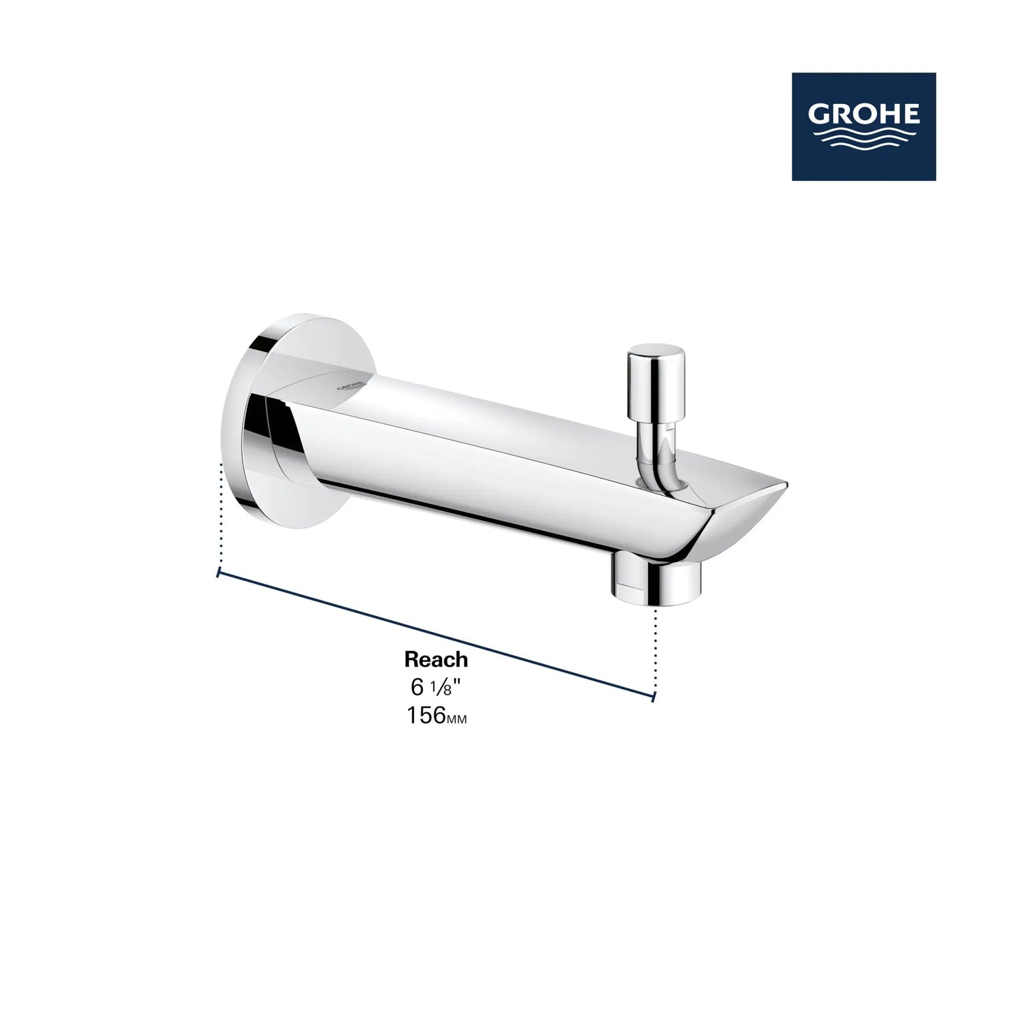 Grohe Eurosmart 13356003 Brass Construction StarLight Chrome Diverter Tub Spout