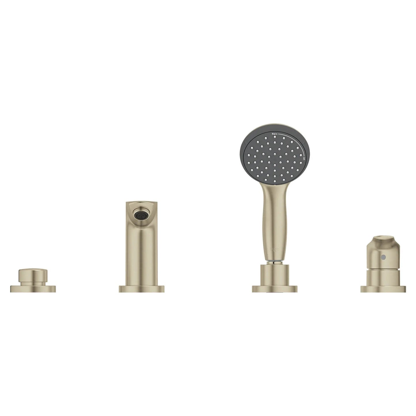 Grohe Eurosmart 4-Hole Single Handle Deck Mount Brushed Nickel Infinity Roman Tub Faucet With 1.75 GPM Hand Shower