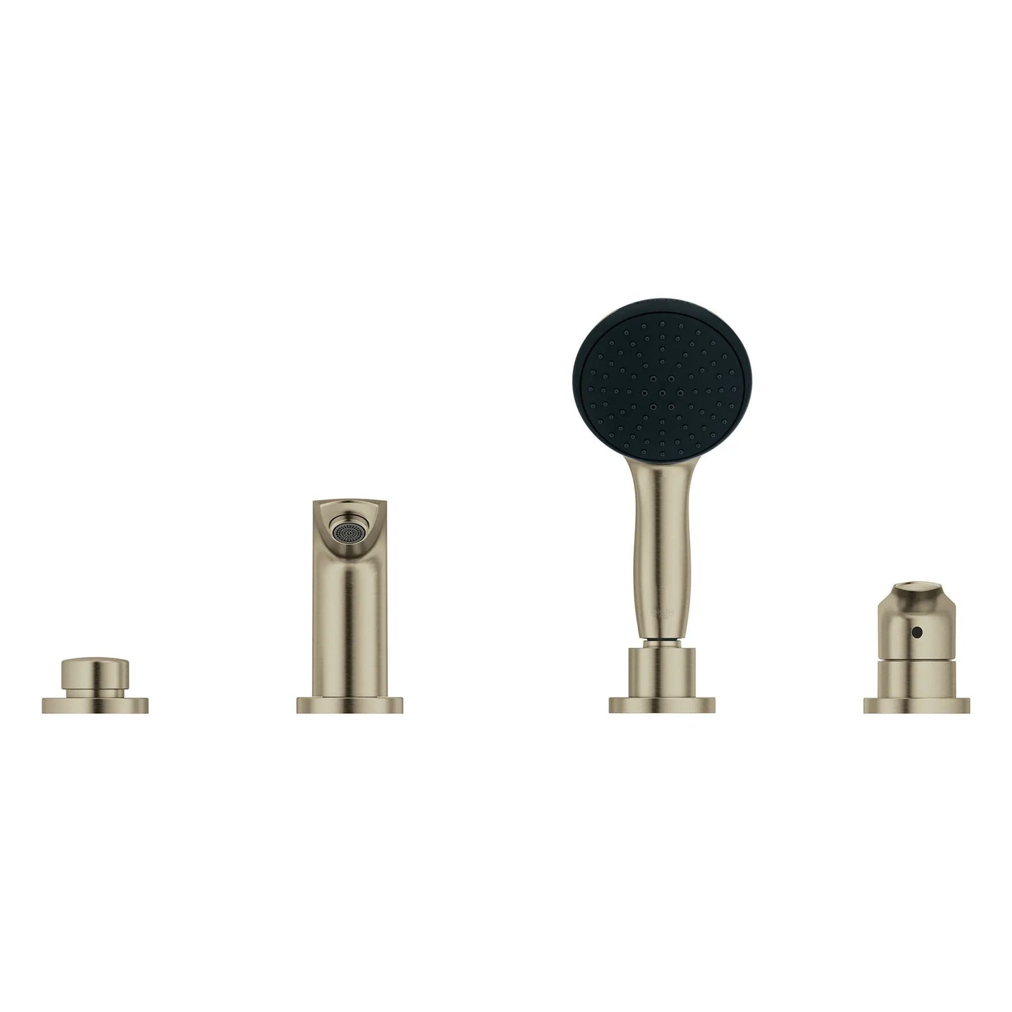 Grohe Eurosmart 4-Hole Single Handle Deck Mount Roman Brushed Nickel Infinity Tub Faucet With 1.5 GPM Hand Shower