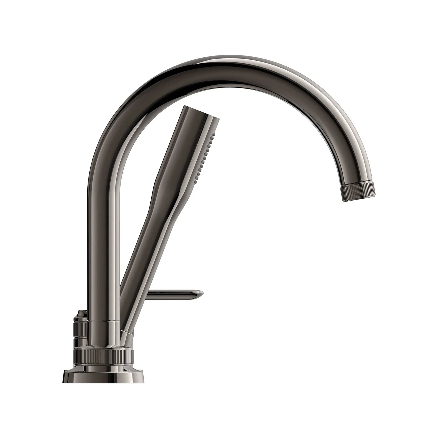 Grohe Listra 4-Hole Single-Handle Deck Mount Hard Graphite Roman Tub Faucet With 1.75 GPM Hand Shower
