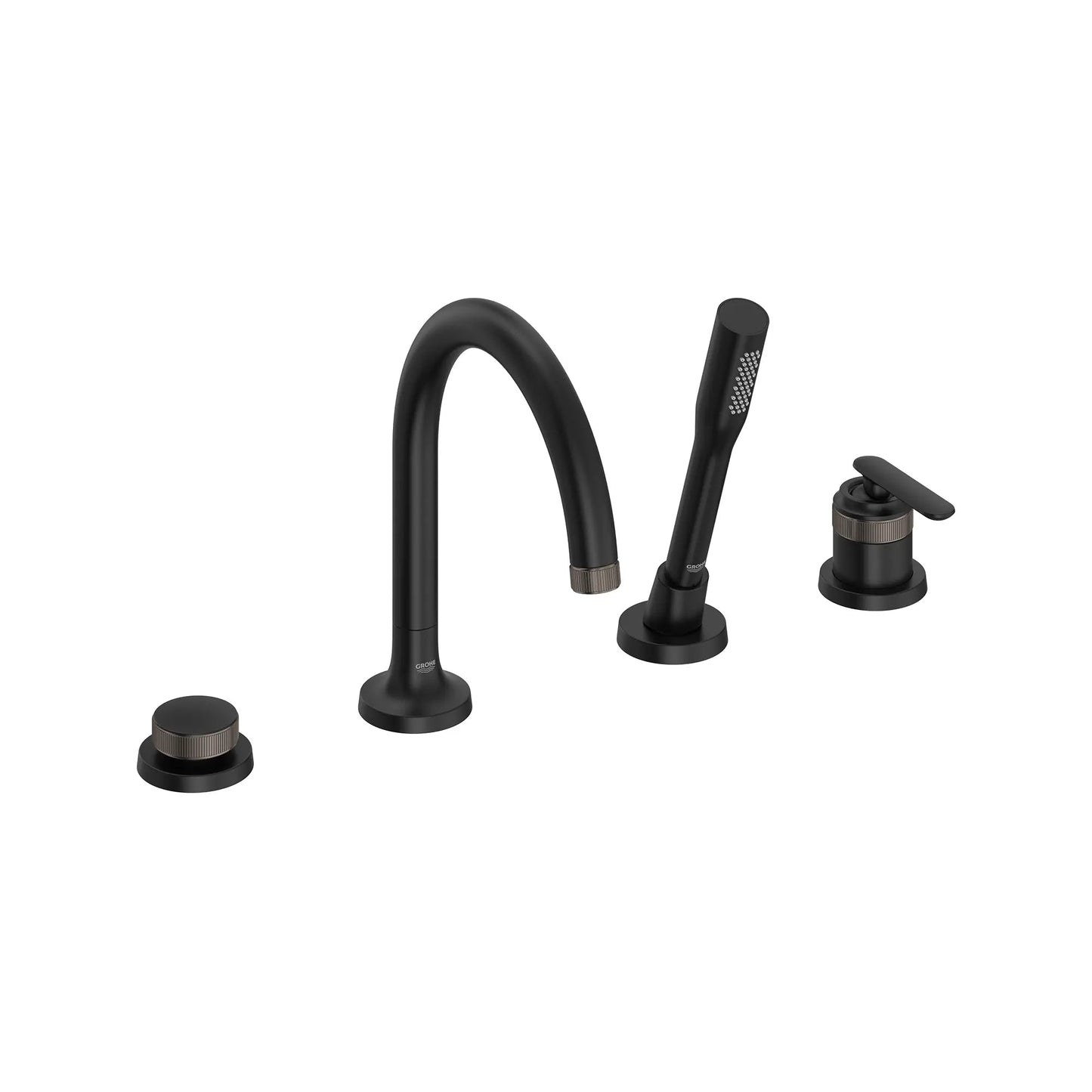 Grohe Listra 4-Hole Single-Handle Deck Mount Matte Black Infinity Roman Tub Faucet With 1.75 GPM Hand Shower
