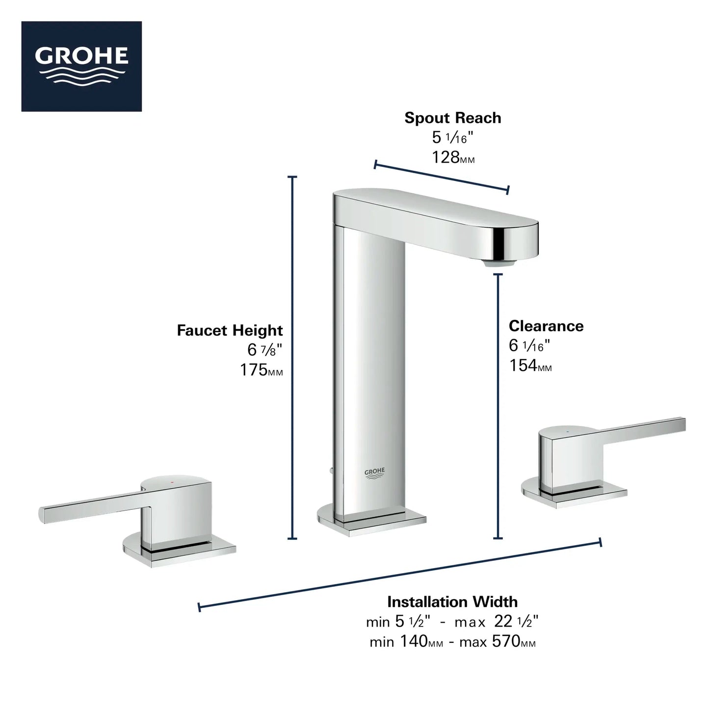 Grohe Plus 1.2 GPM Two-Handle 8" Widespread StarLight Chrome Faucet