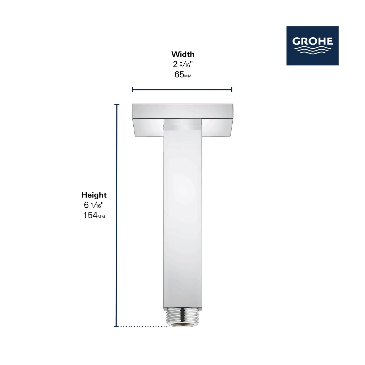 Grohe Rainshower EuroCube® 6" StarLight Chrome Ceiling Shower Arm