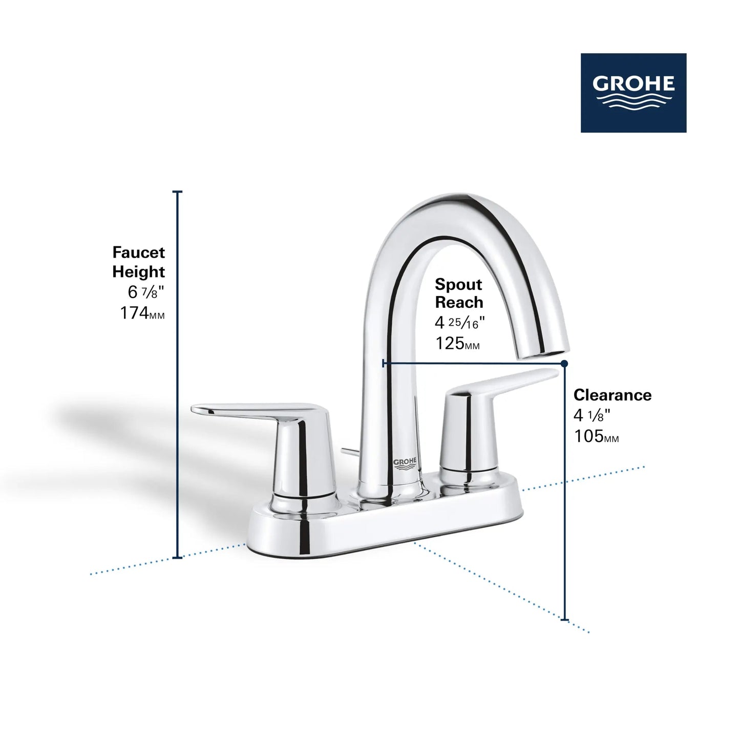 Grohe Veletto 1.2 GPM 4" Centerset Two Handle StarLight Chrome Faucet