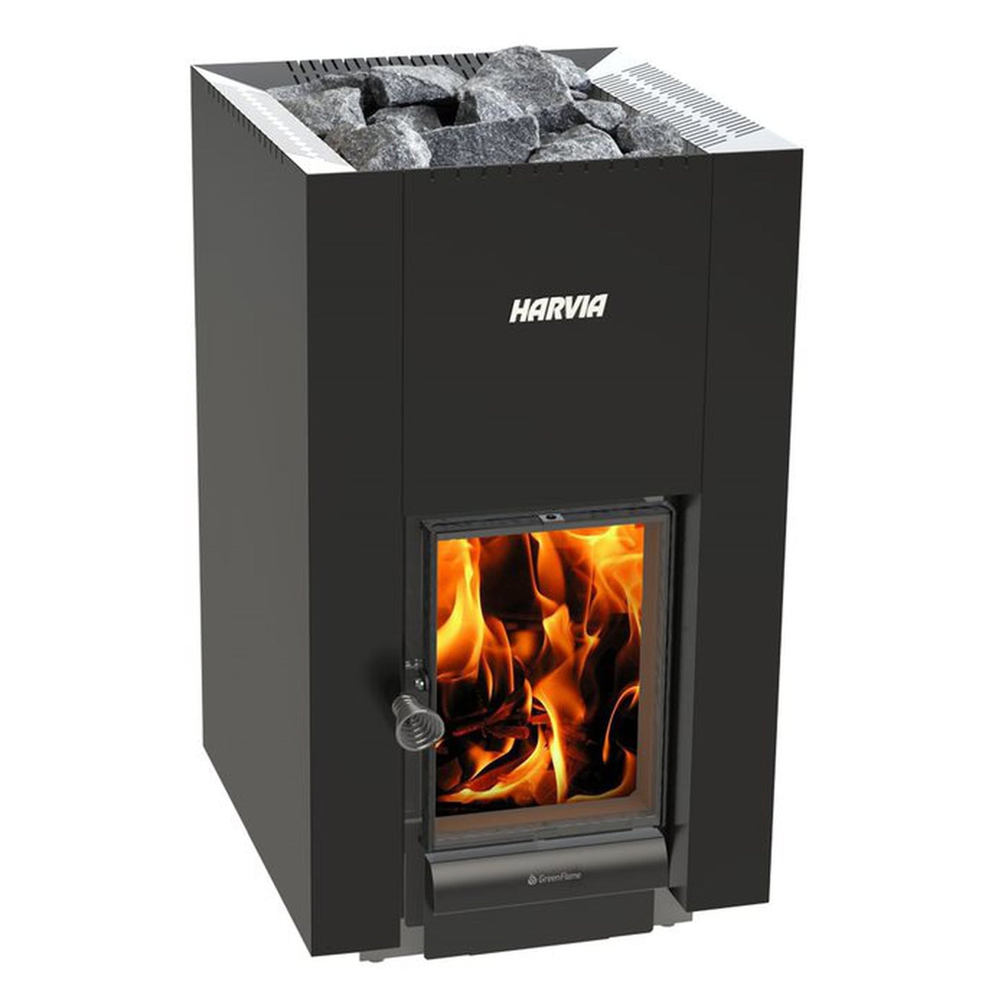 Harvia GreenFlame 15.7 kW Black Steel Wood-Burning Sauna Stove