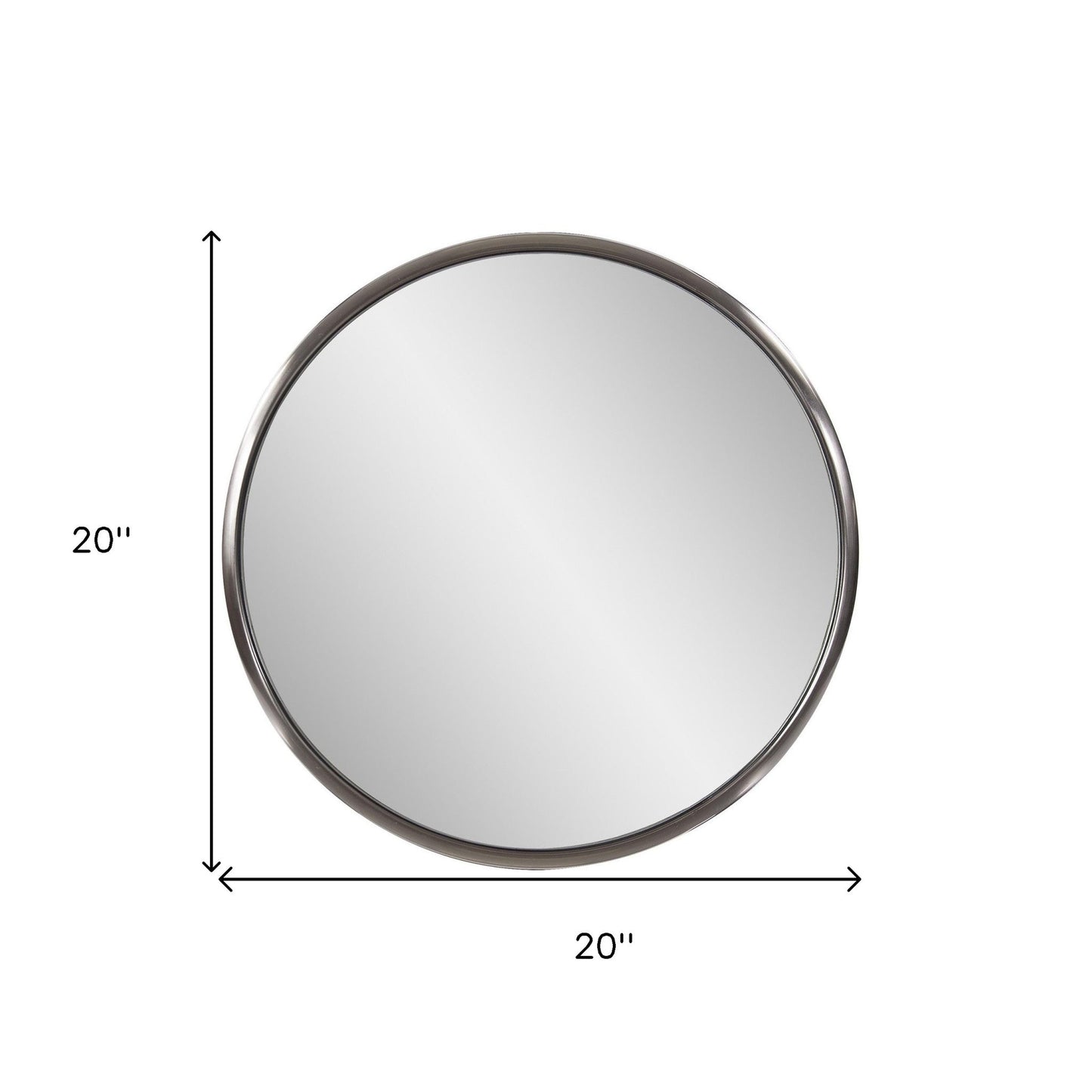 HomeRoots 20" Brushed Titanium Round Wall Mirror