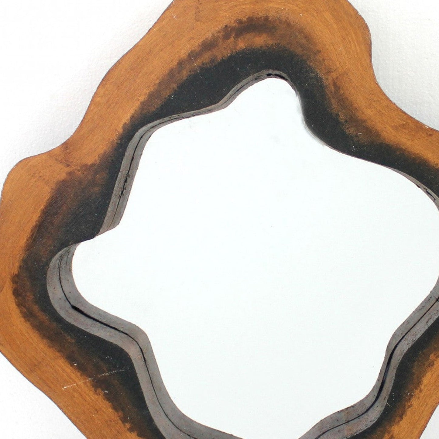 HomeRoots 26" x 27" x 3" Brown Coastal Grotto Like Wooden Frame Mirror