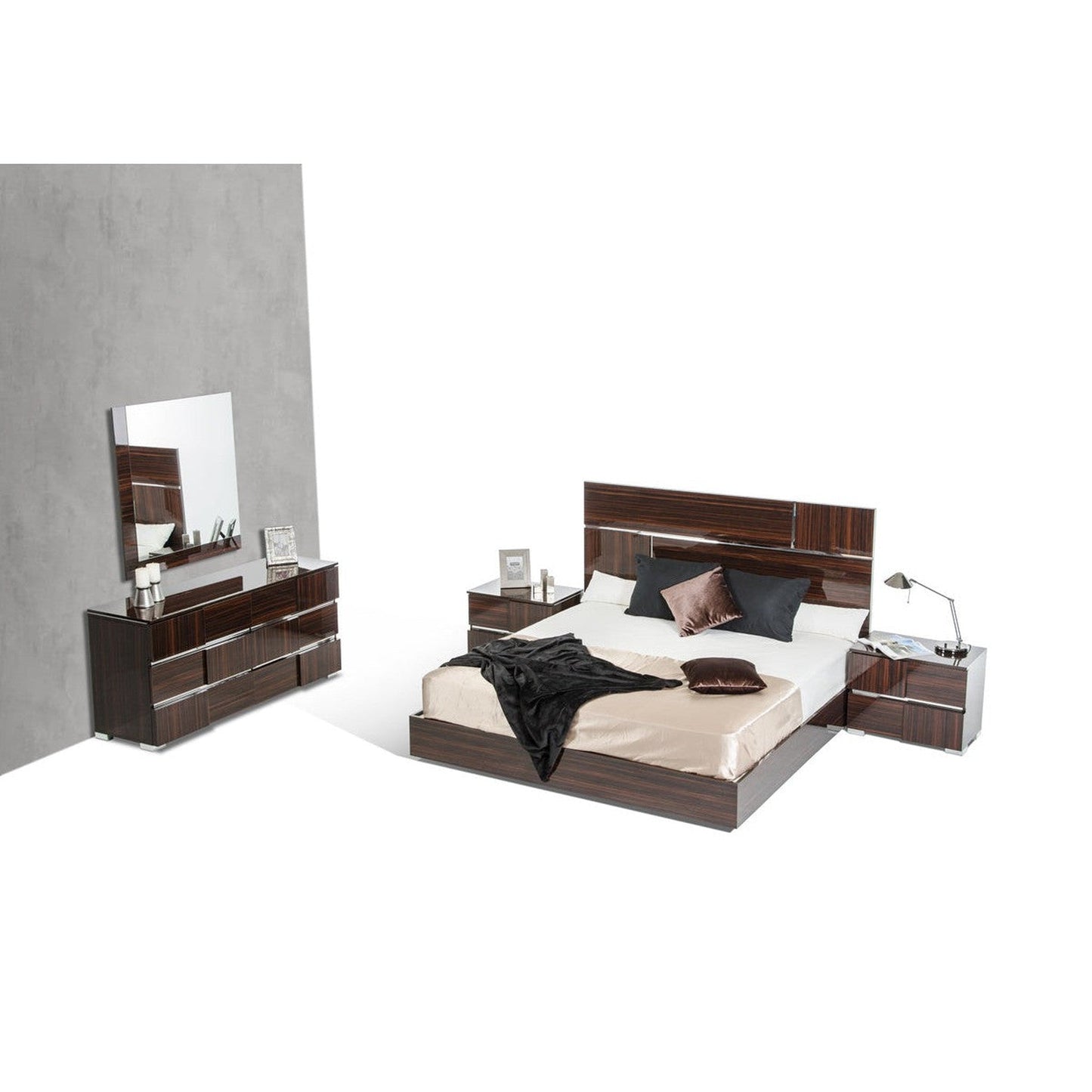 HomeRoots 32" Lacquer Veneer MDF and Steel Cabinet in Ebony Finish