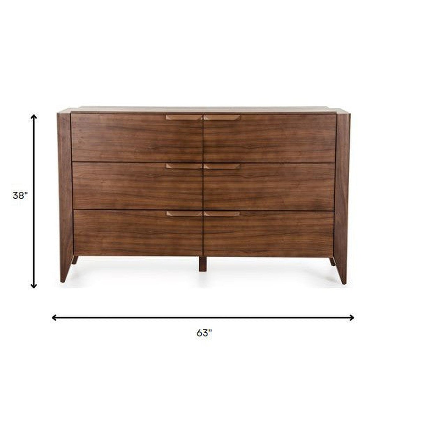 HomeRoots 38" Veneer and MDF Cabinet With 6 Drawers in Tobacco Finish
