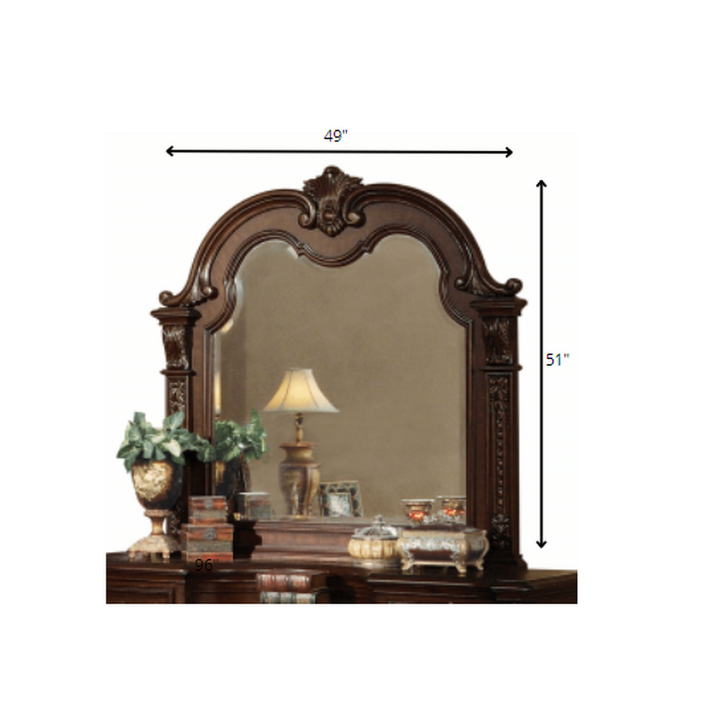 HomeRoots 4" x 51" x 49" Mirror With Cherry Wood Finish