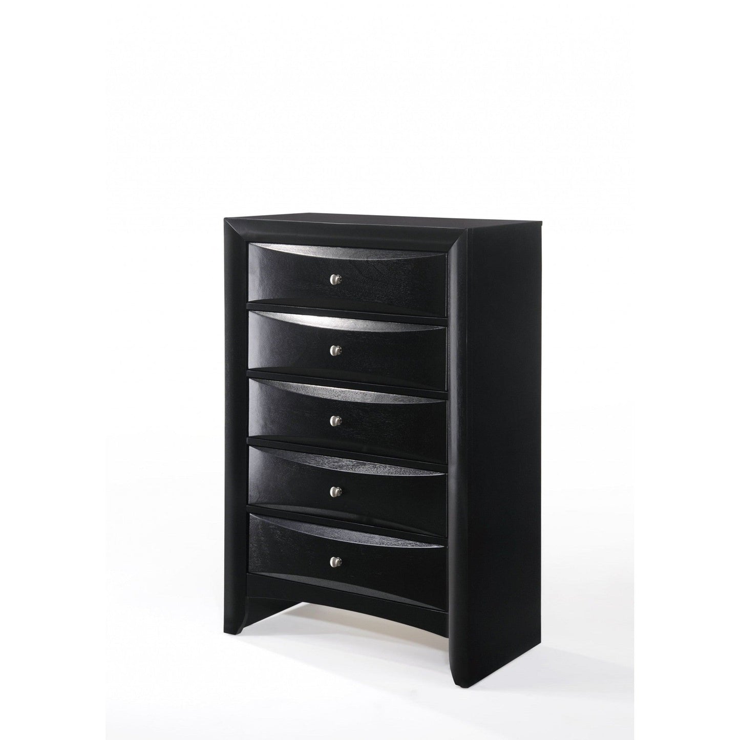 HomeRoots 48" Wood Chest With Center Metal Glide in Black Finish