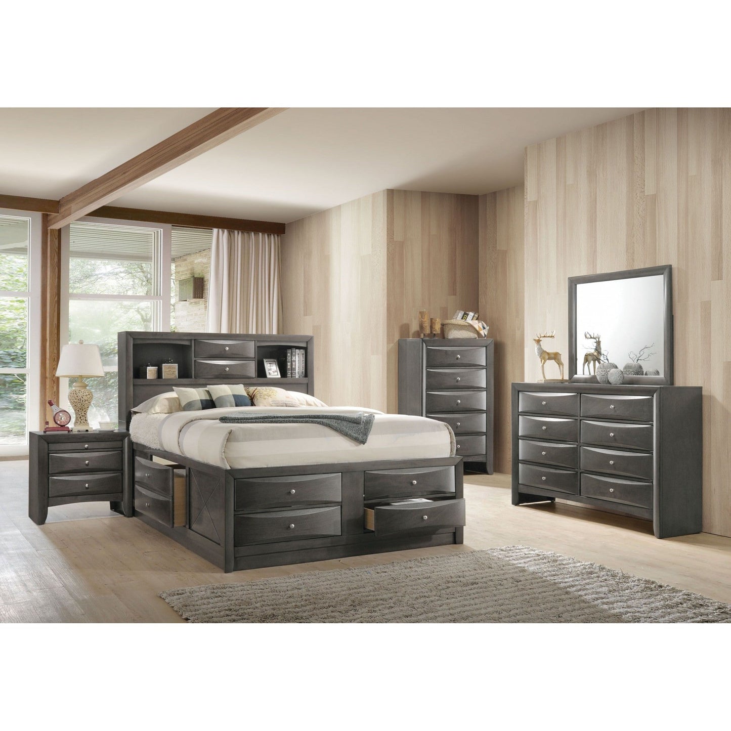 HomeRoots 59' x 17' x 41' Gray Oak Rubber Wood Dresser