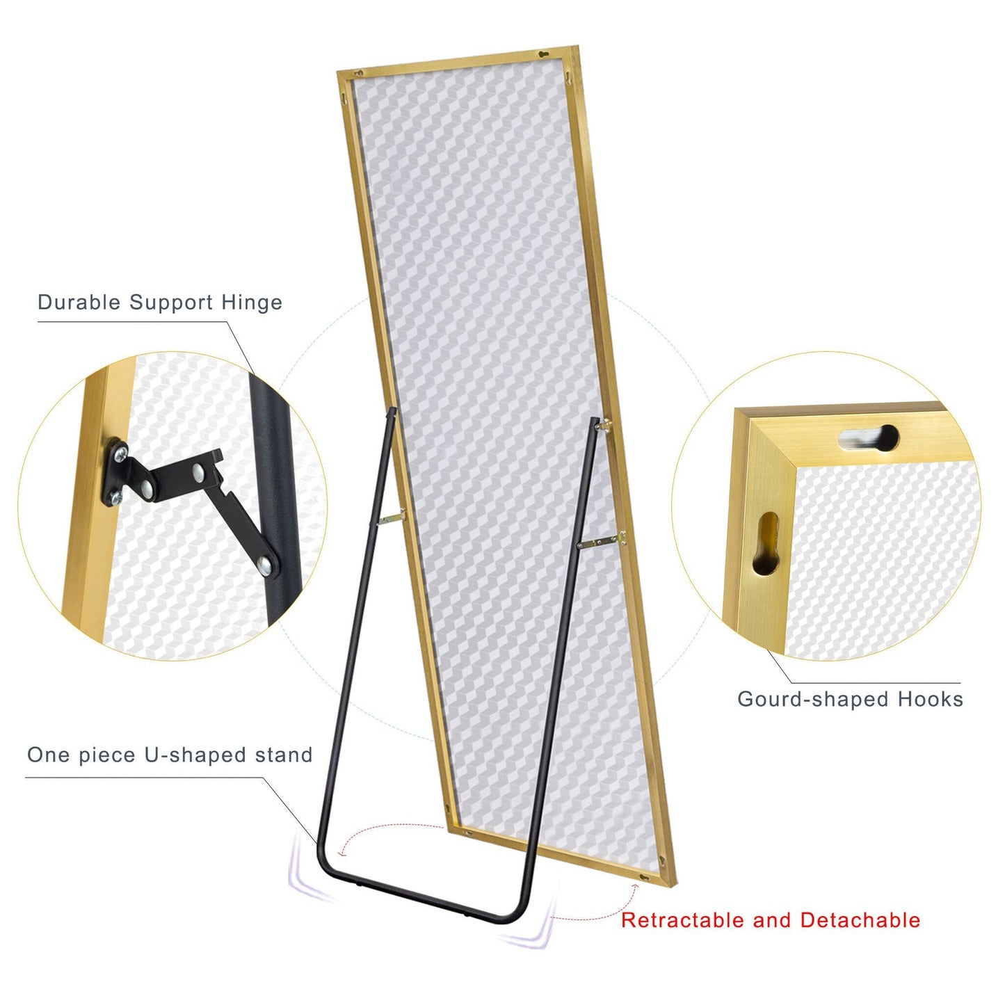 HomeRoots 64" Sleek Gold Frame Full Length Mirror