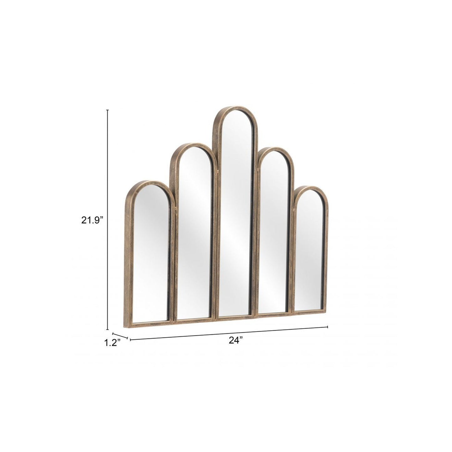 HomeRoots Antiqued Gold Deco Shape Mirror