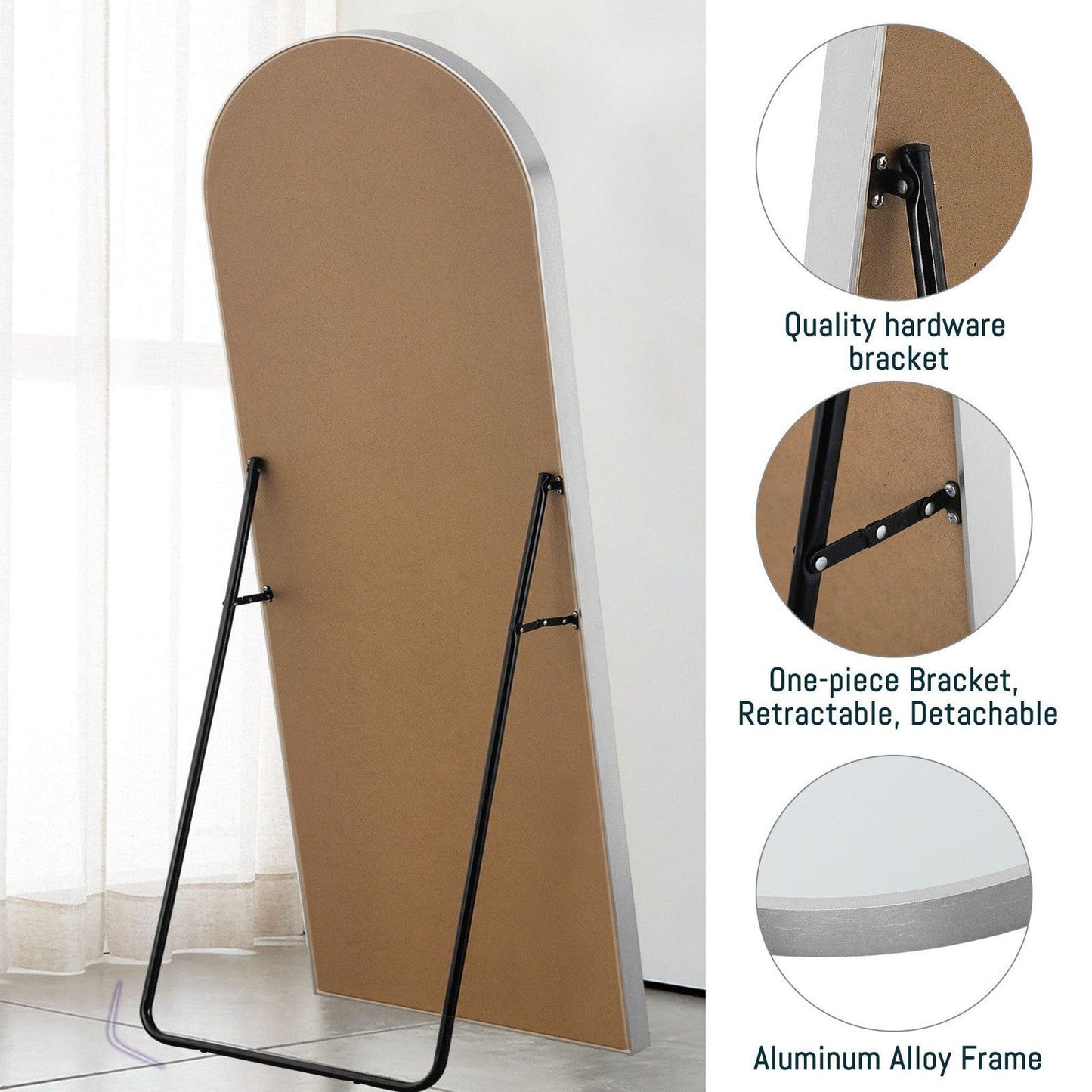 HomeRoots Arched Silver Full-length Standing Mirror