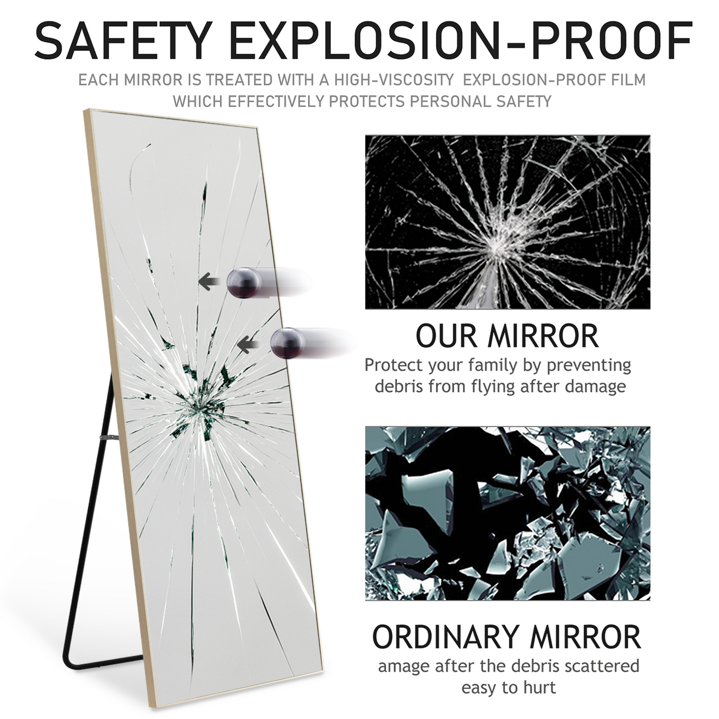 HomeRoots Beige Framed Wall Mirror with Stand