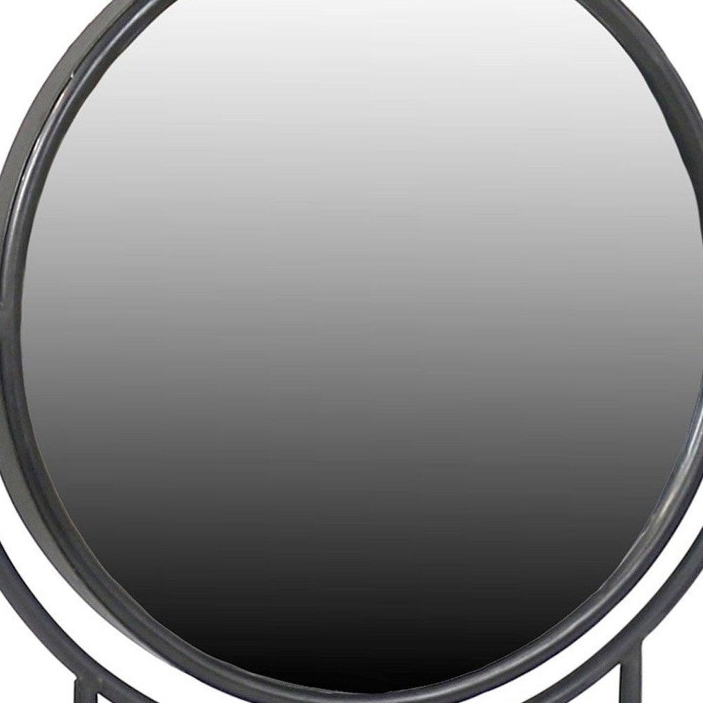 HomeRoots Black Tabletop Standing Round Vanity Mirror