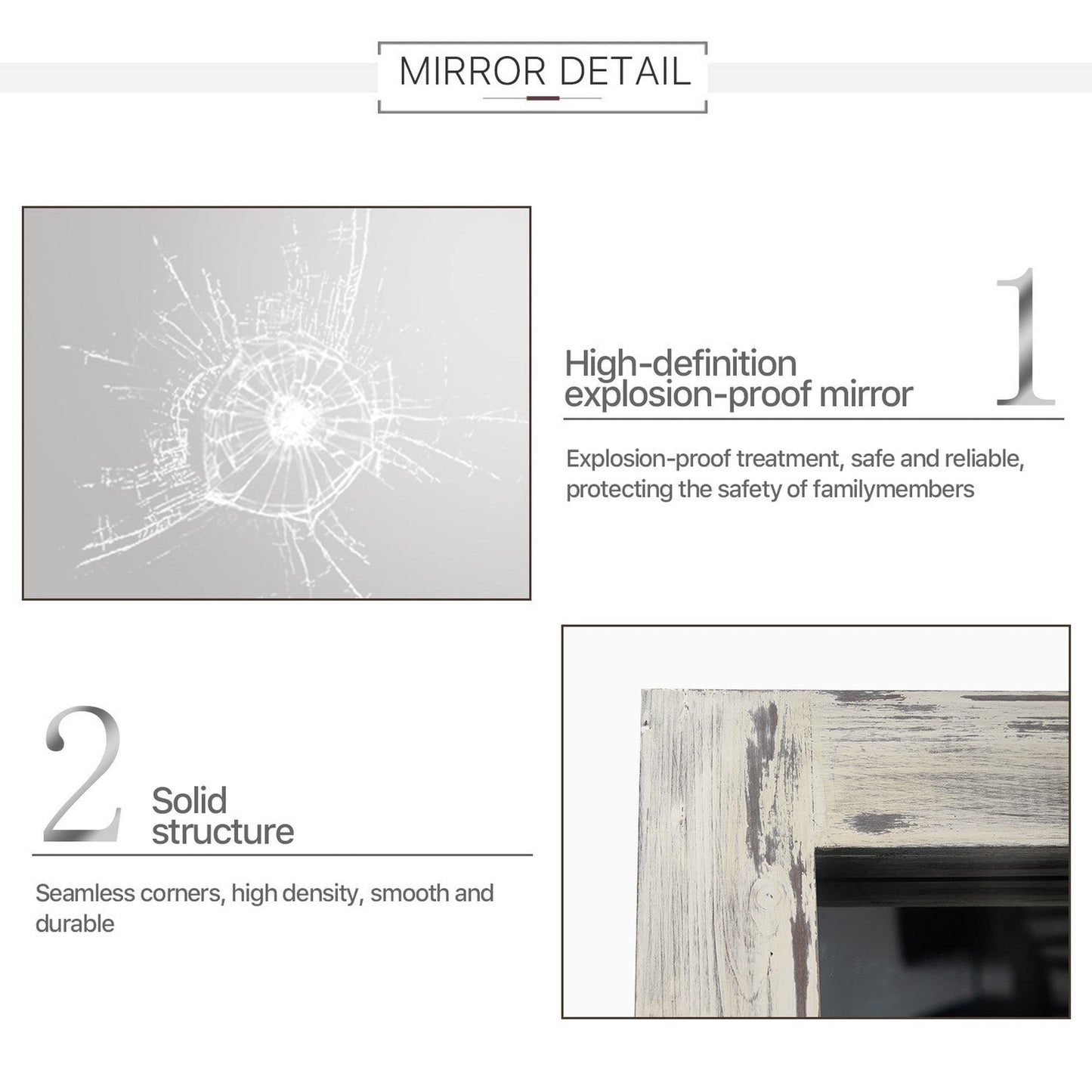 HomeRoots Brushed Dark Gray Wooden Mirror