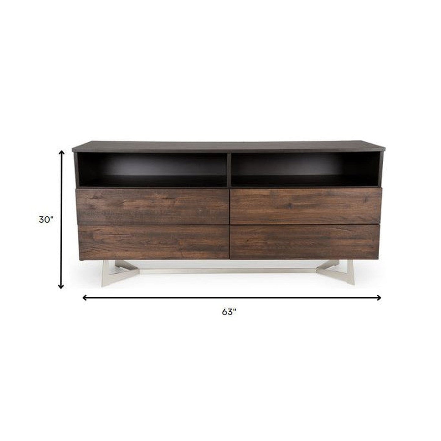HomeRoots Cabinet or TV Stand With Dark Aged Oak Finish