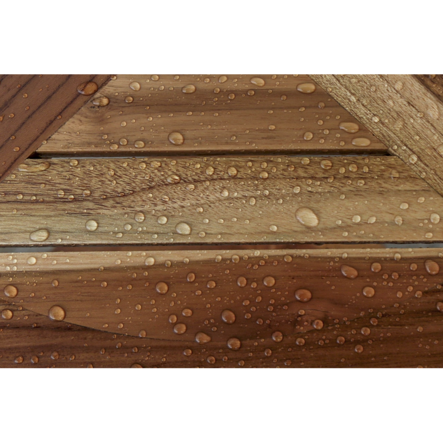 HomeRoots Compact Teak Corner Shower Stool with Shelf in Natural Finish